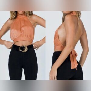 Elegant Tan Halter Top